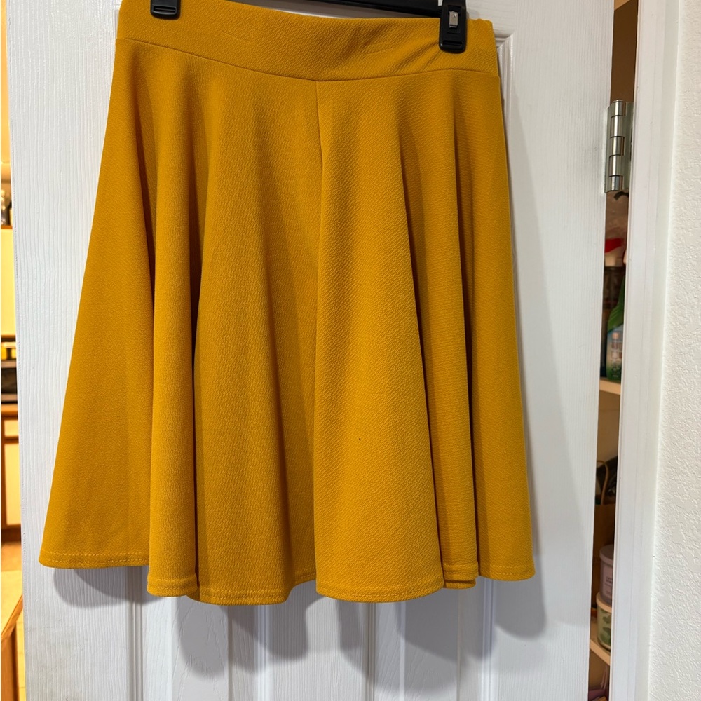 Mustard Yellow Knee Length Skirt - Picture 1 of 7